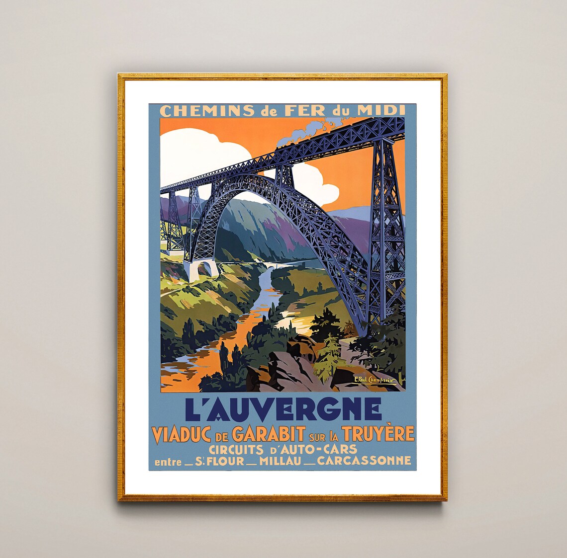 Lauvergne Viaduc De Garabit Travel Poster, Vintage