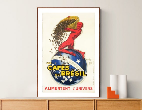 Les Cafes Du Bresil Vintage Fooddrink Poster Poster Print Or Print Gift Idea Wall Decor