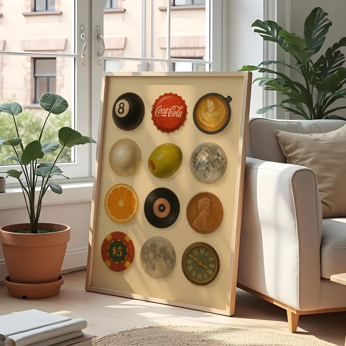 Retro Round Objects Vintage Pop Culture Art Print