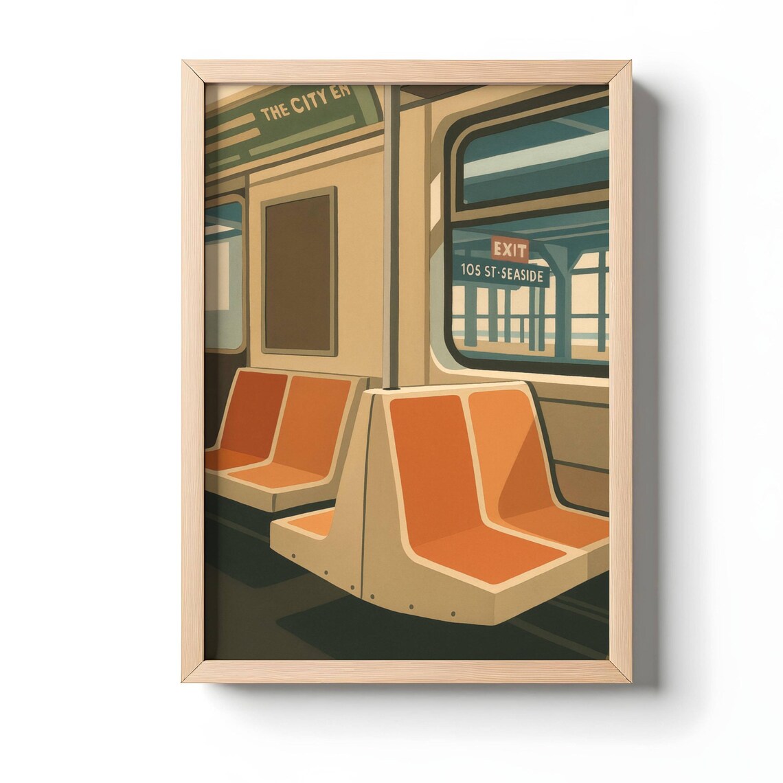 NYC Subway Train Minimalist Manhattan Travel Poster