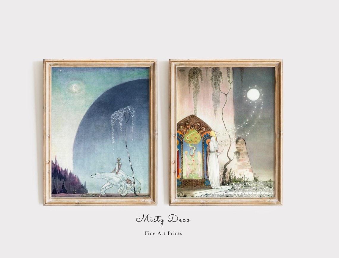 Kay Nielsen Vintage Moonlit Fairy Tale Illustrations Art Print