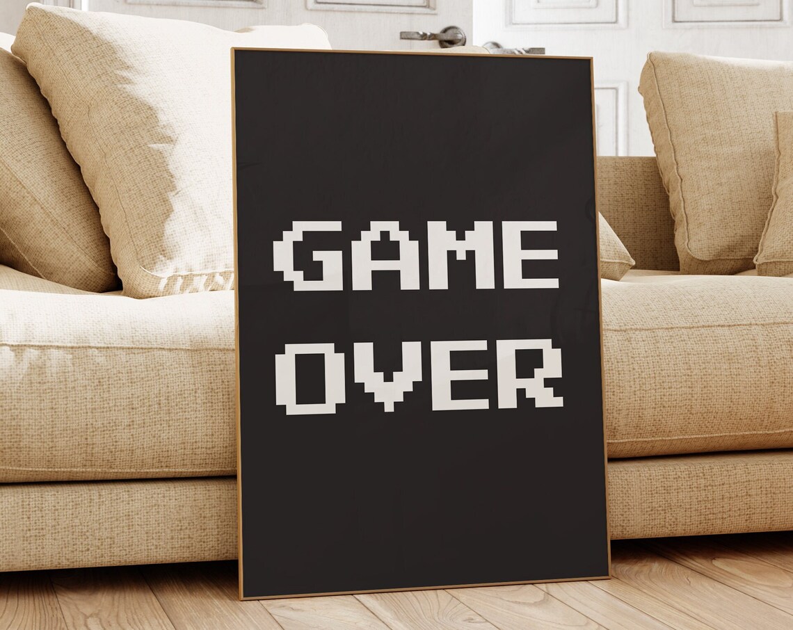 Game Over Art Print, Video Game Room Decor - Image 2