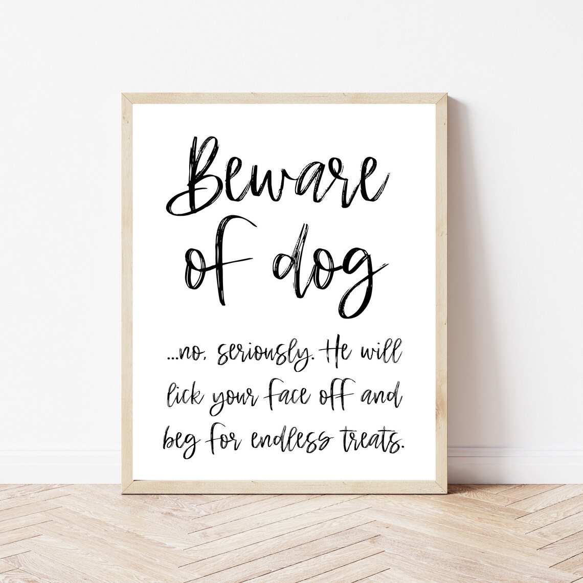Funny Dog Beware Of Mom Quote Poster Print