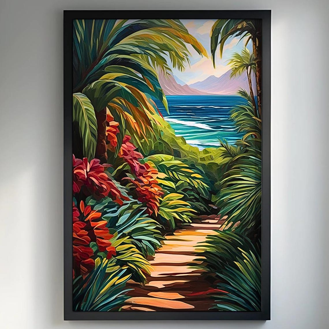 Tropical Ocean Path Coastal Paradise Palm Beach Journey Poster