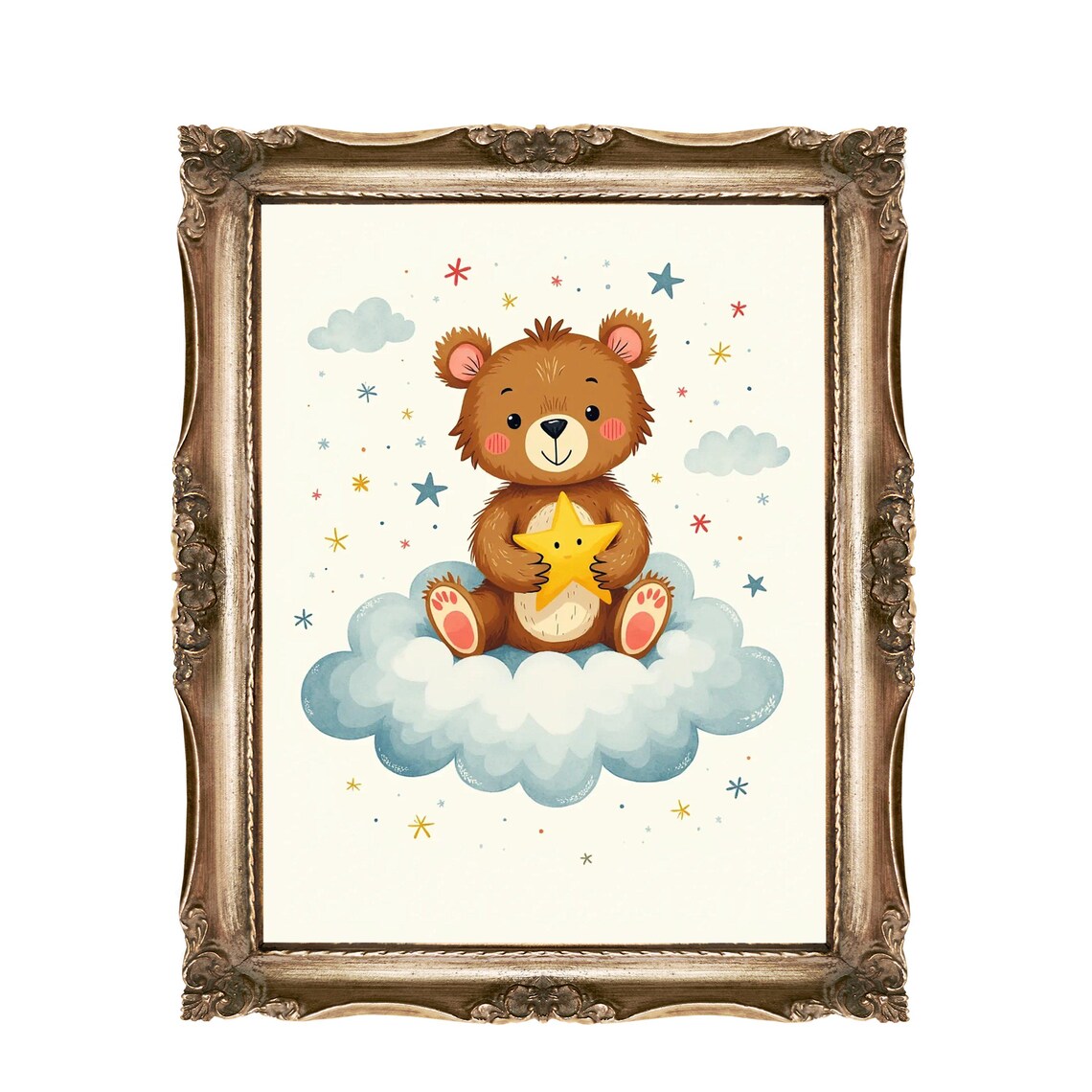 Teddy Bear Wall Art For Kids Or Nurseries Baby Room Decor Cloud Star Nursery Cute