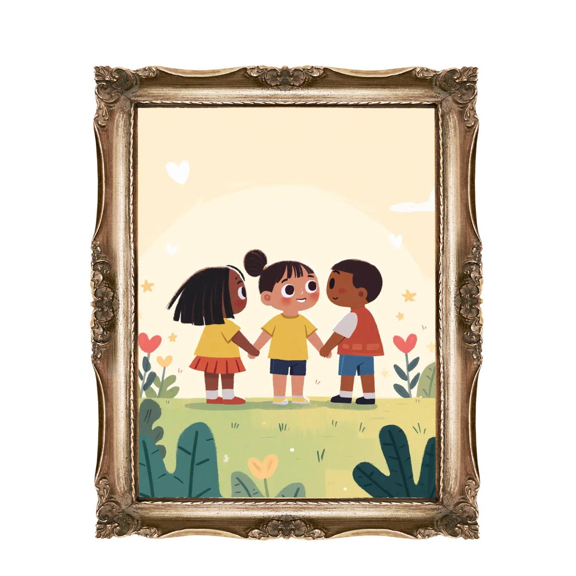 Diverse Kids Friendship Holding Hands Inclusive Children Poster