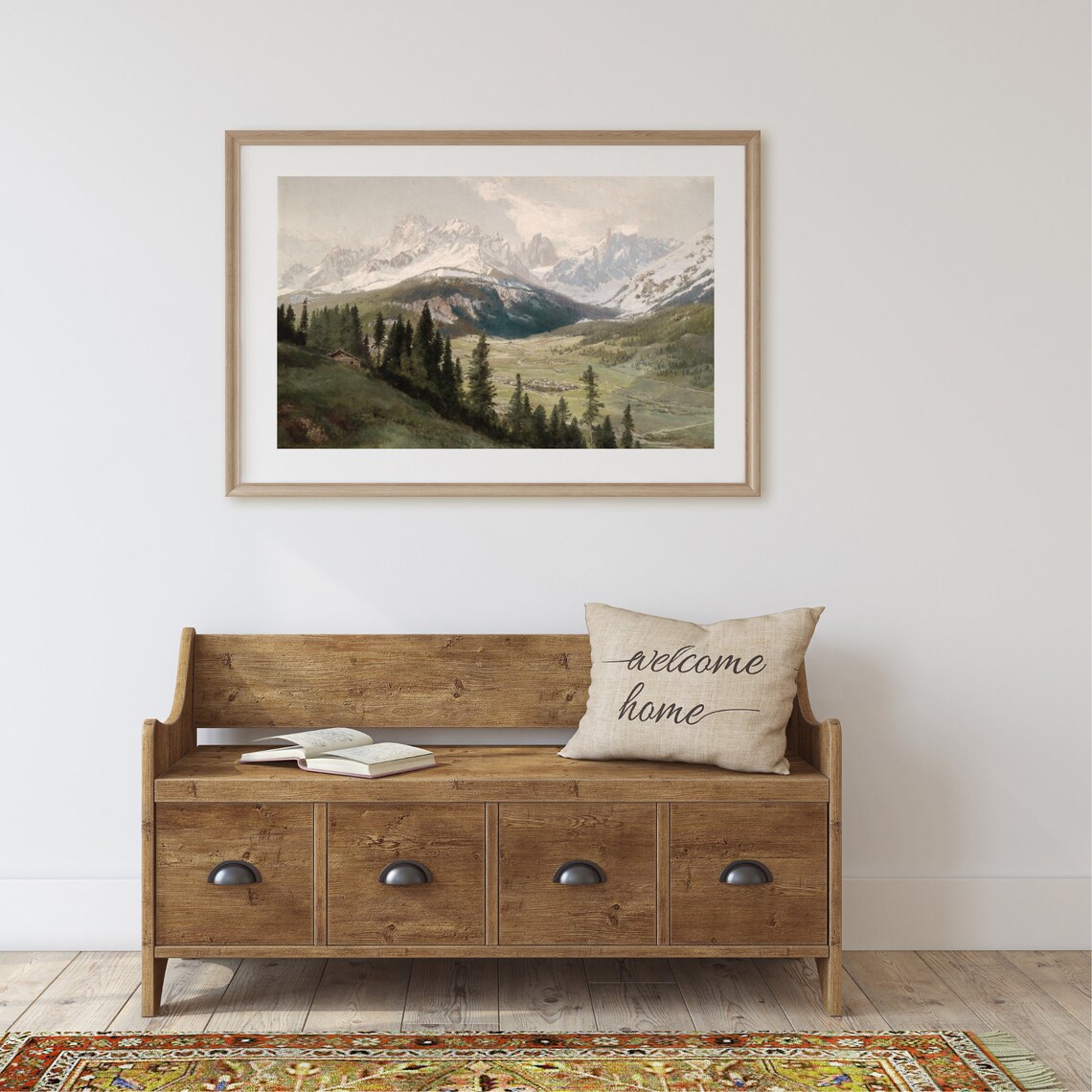 Mountain Landscape Vintage Rustic Poster Print - Image 2