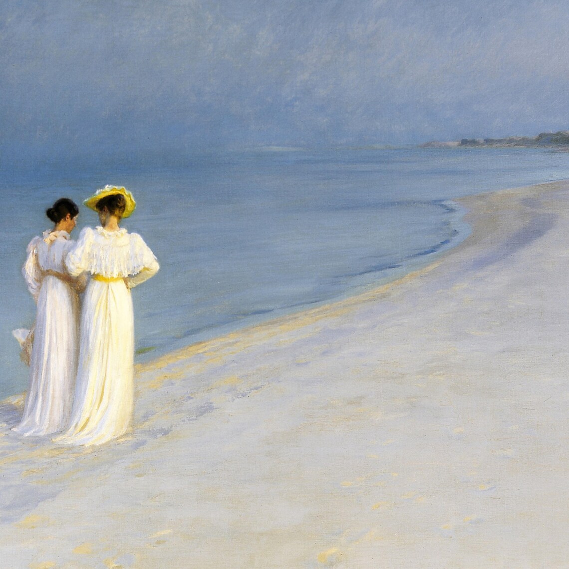 Vintage Beach Landscape Women Portrait Art Print - Image 2