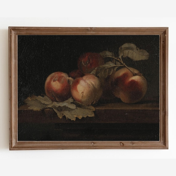 Peaches Still Life, Vintage Kitchen Art Print