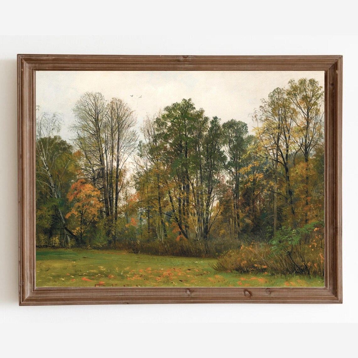 Autumn Woodland Gold Green Trees Fall Forest Landscape Painting Poster