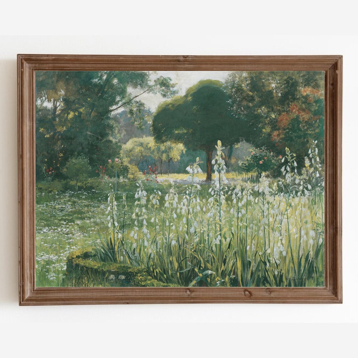 Vintage Landscape Painting, Cottage Farmhouse Art Print
