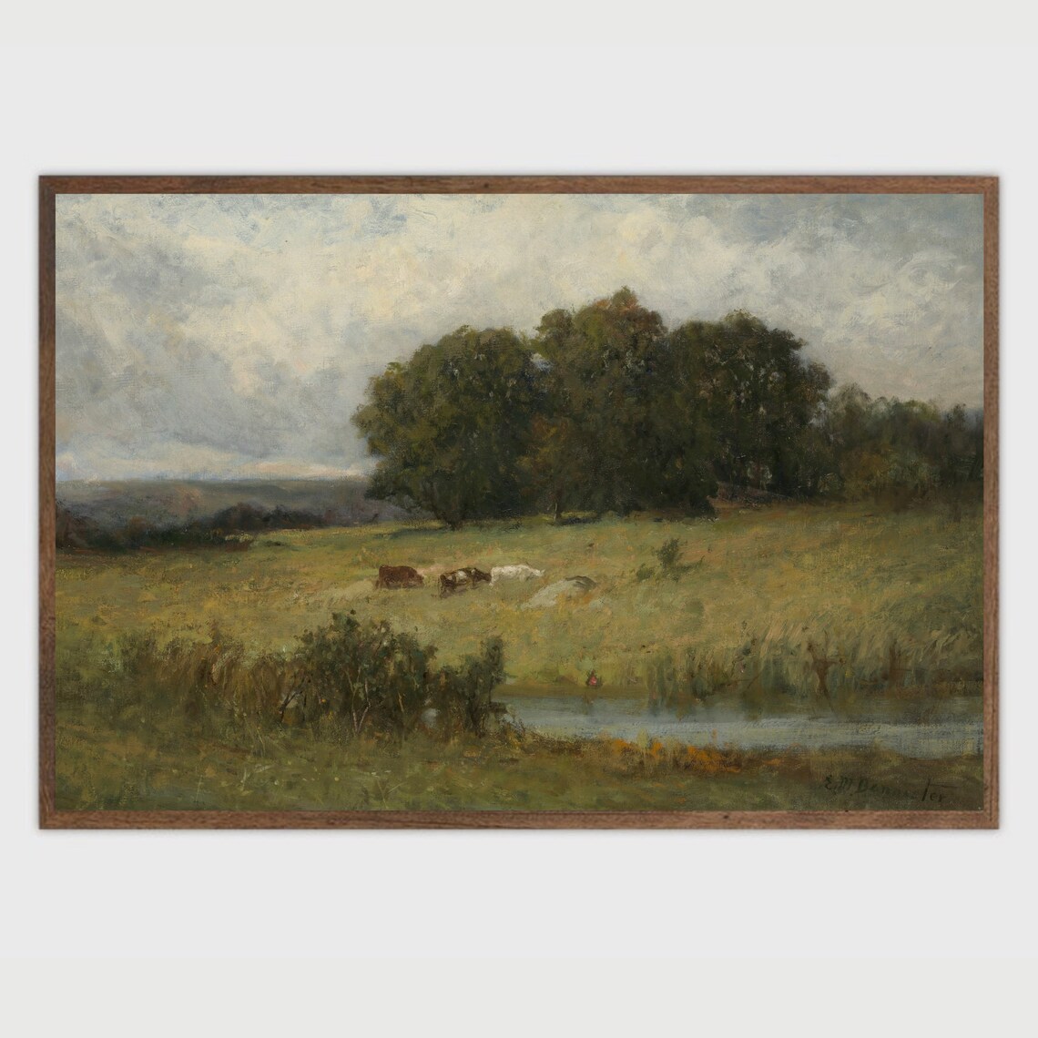Country Landscape Vintage Oil Painting Meadow Art Print - Image 2