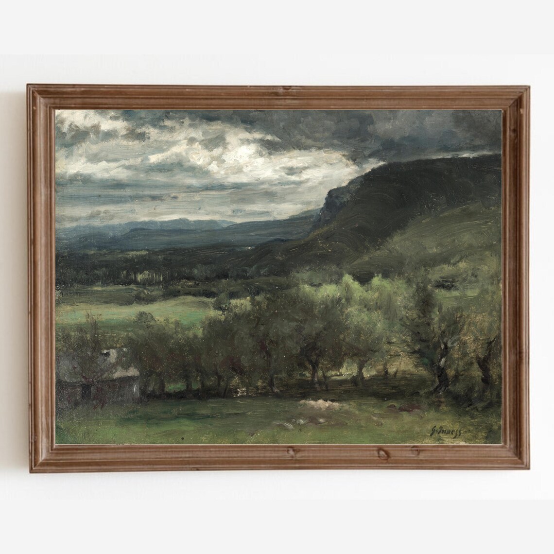 Country Landscape Painting Antique Moody Wall Art