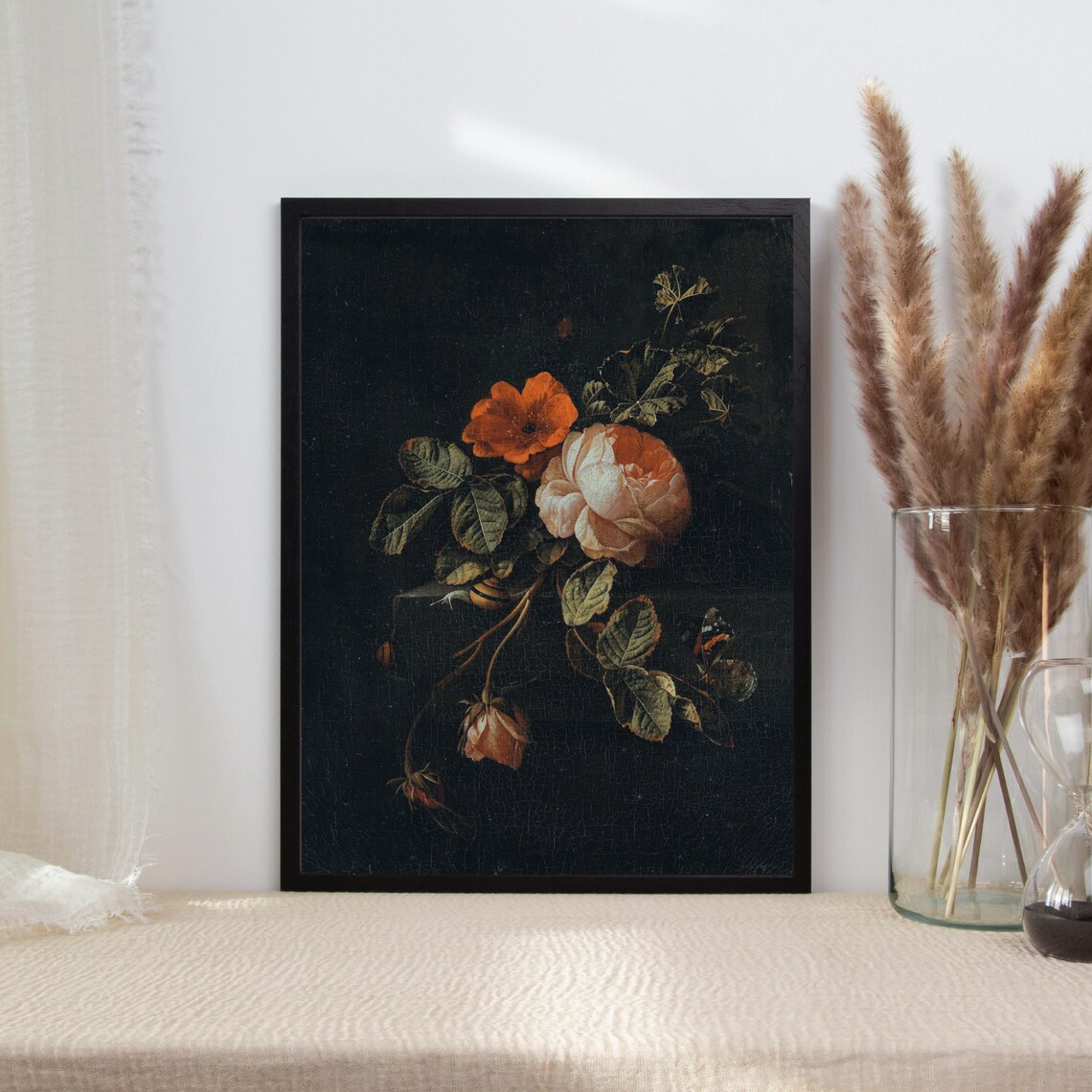 Vintage Roses Still Life, Dark Academia Art Print - Image 2