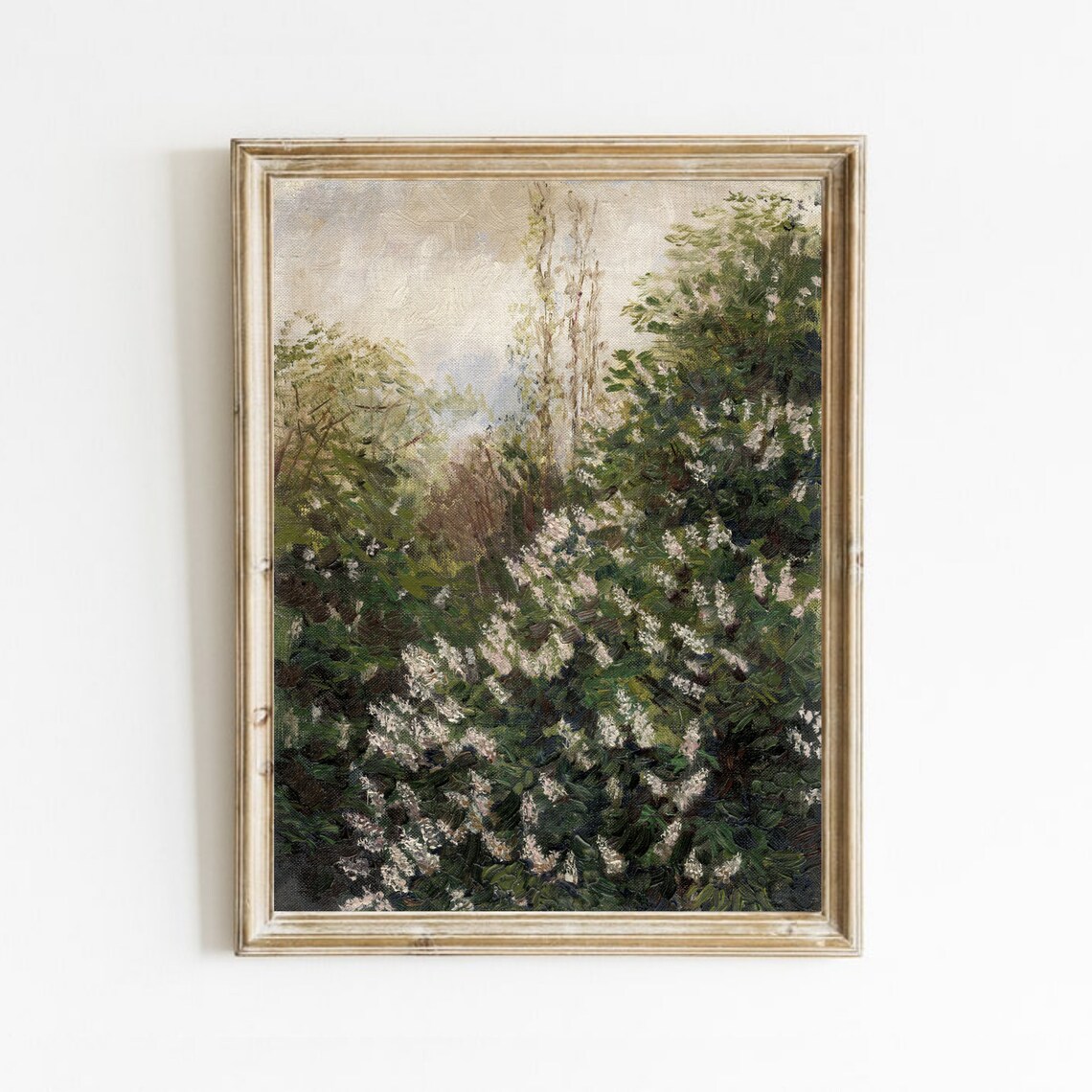 Vintage Lilac Tree Painting, Country Farmhouse Art Print