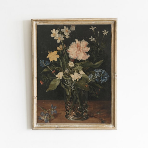 Vintage Floral Still Life, Botanical Art Print
