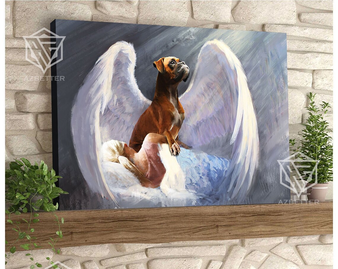 Boxer Guardian Angel Dog Protecting A Sleeping Girl At Night Poster
