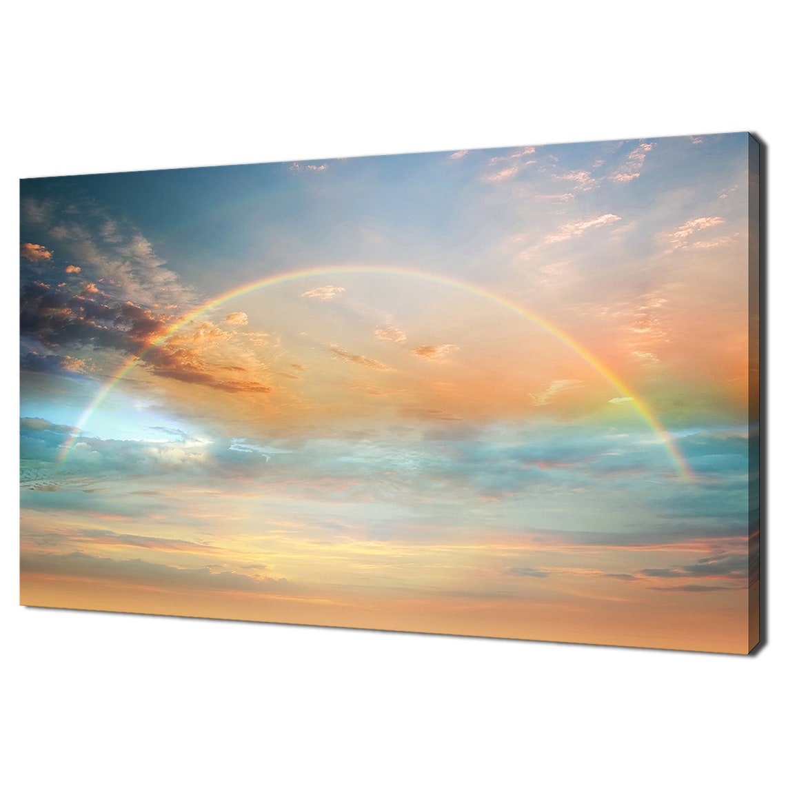 Rainbow Colourful Sunset On Blue Cloudy Sky Modern Design Home Decor Print Wall Art Picture