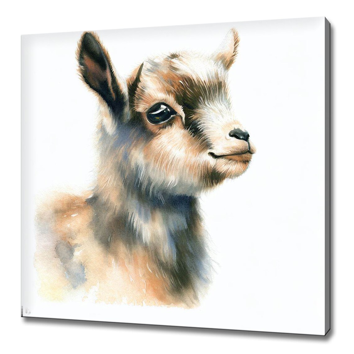Cute Baby Goats Donkeys Watercolor Art Nine Panel Nursery Poster - Image 3