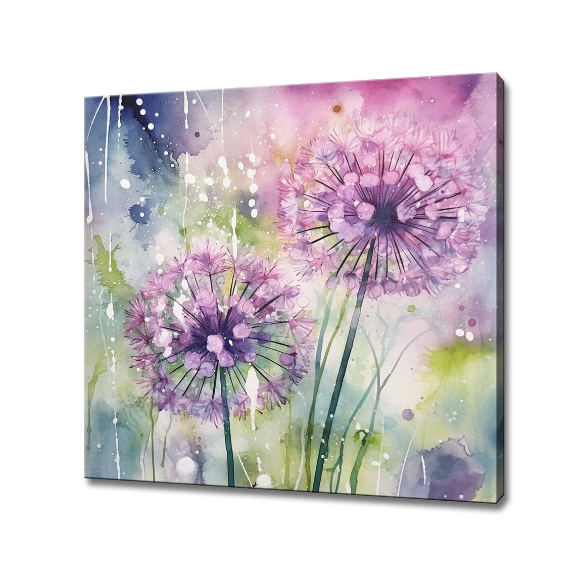 Purple Dandelion Watercolor Floral Art Print