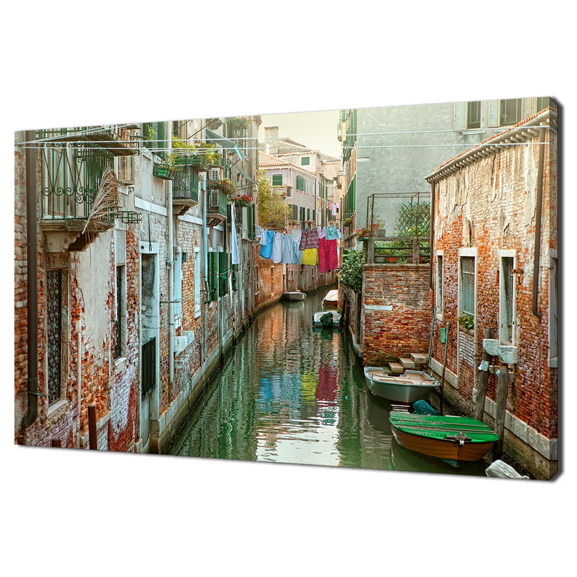 Venice Italy Narrow Canal Boats Laundry Old Town View Poster