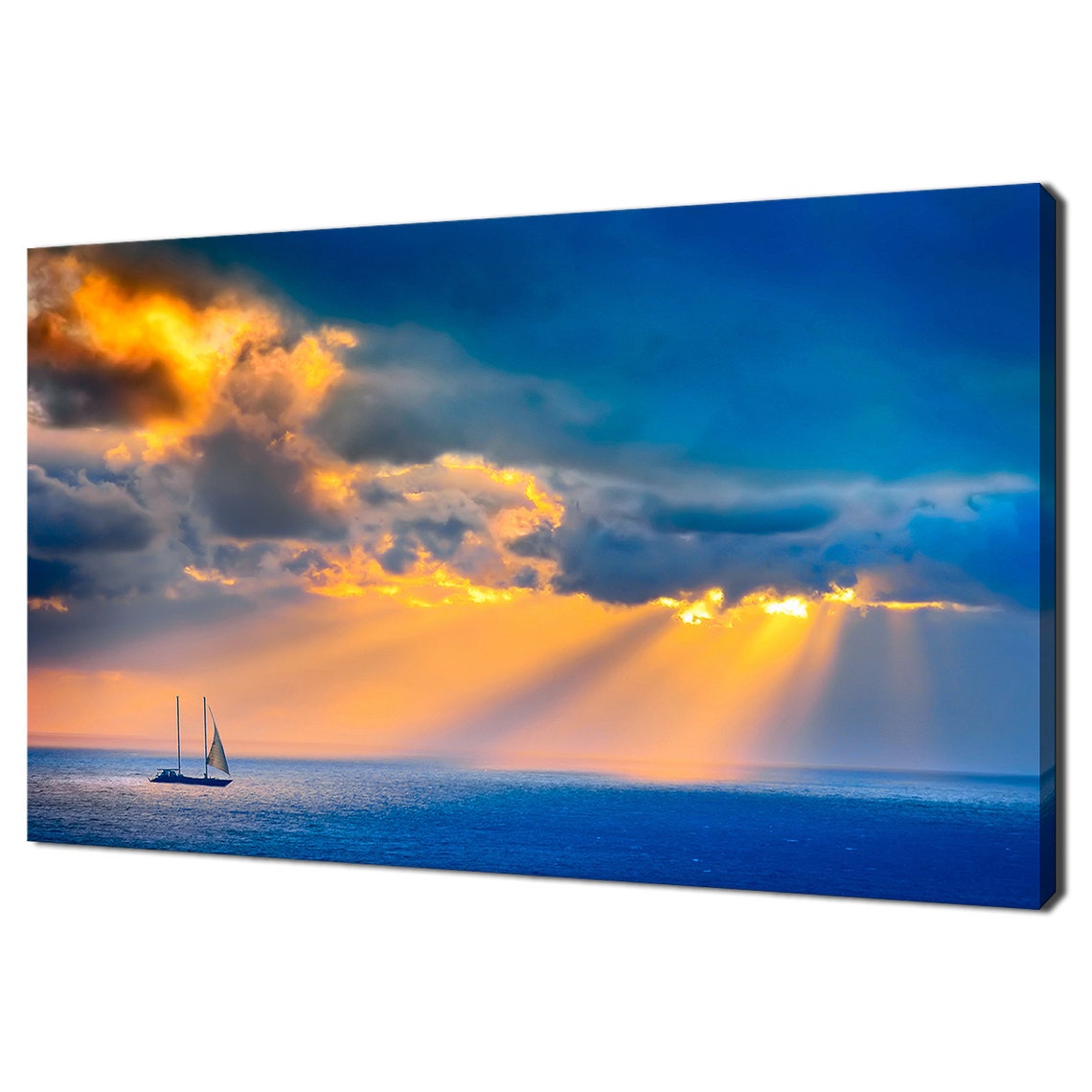 Blue Sky Sunset Over Lonely Ship Seascape Modern Design Home Decor Print Wall Art Picture Wall Hanging