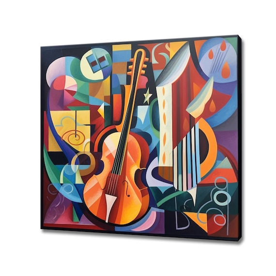 Cubist Cello Abstract Colorful Modern Art Music Instrument Poster