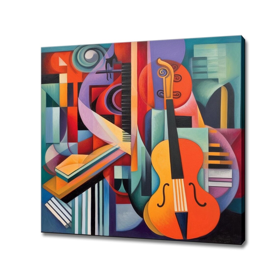 Violin Piano Keys Cubist Abstract Geometric Music Art Colorful Poster