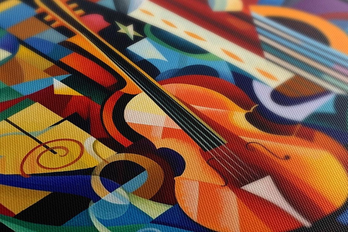 Cubist Cello Abstract Colorful Modern Art Music Instrument Poster - Image 2