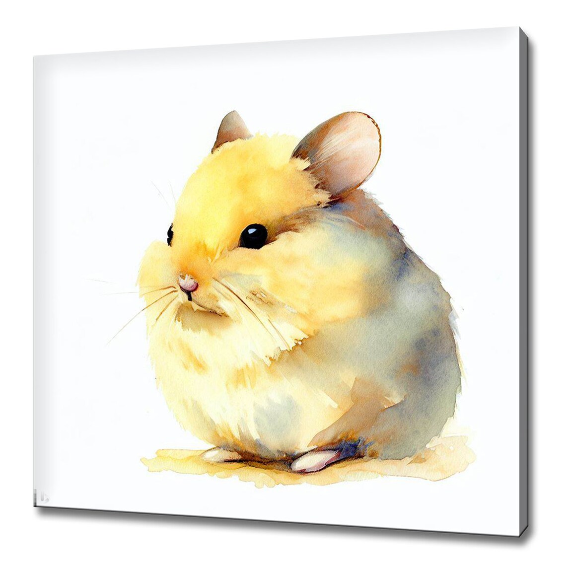 Cute Golden Hamster Watercolor Painting Adorable Pet Portrait Poster