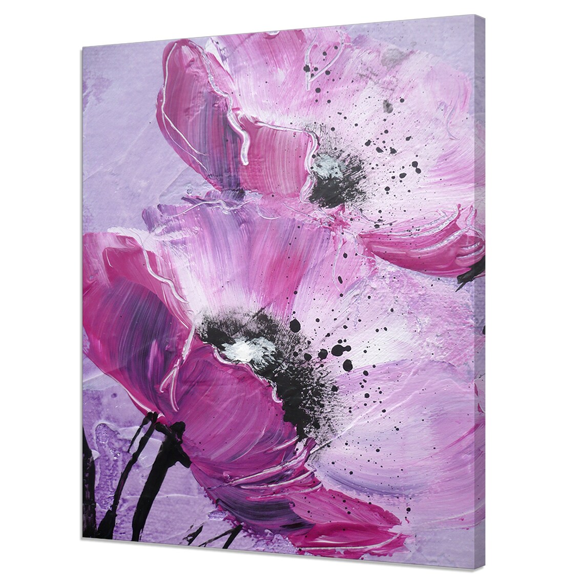 Pink Purple Poppy Flowers, Modern Floral Art Print