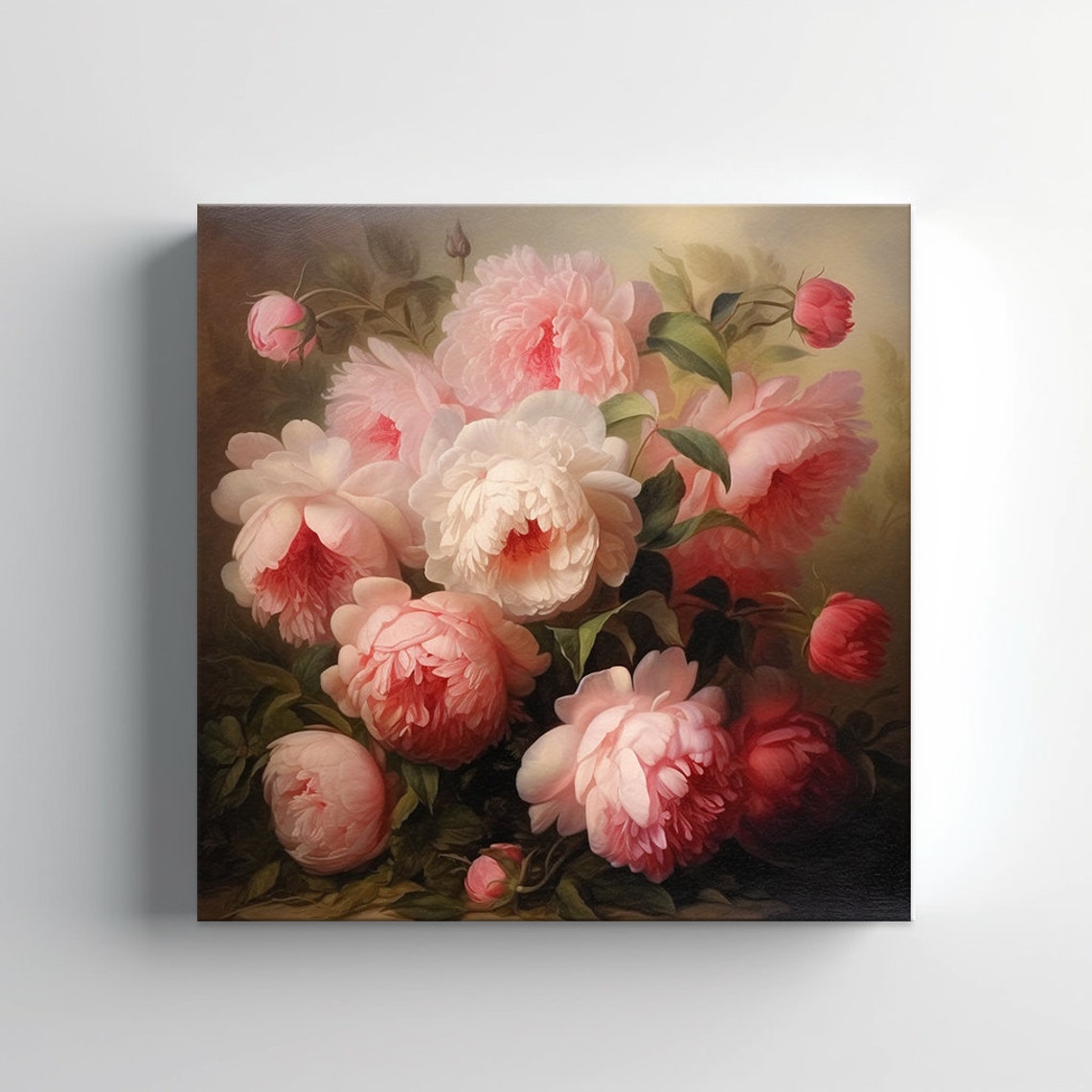 Pink And White Peony Bouquet Vintage Botanical Floral Art Print - Image 3