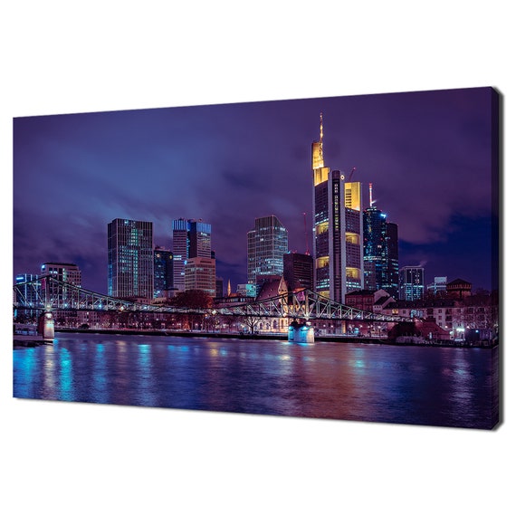 Frankfurt Skyline, Modern Purple Panorama Art Print