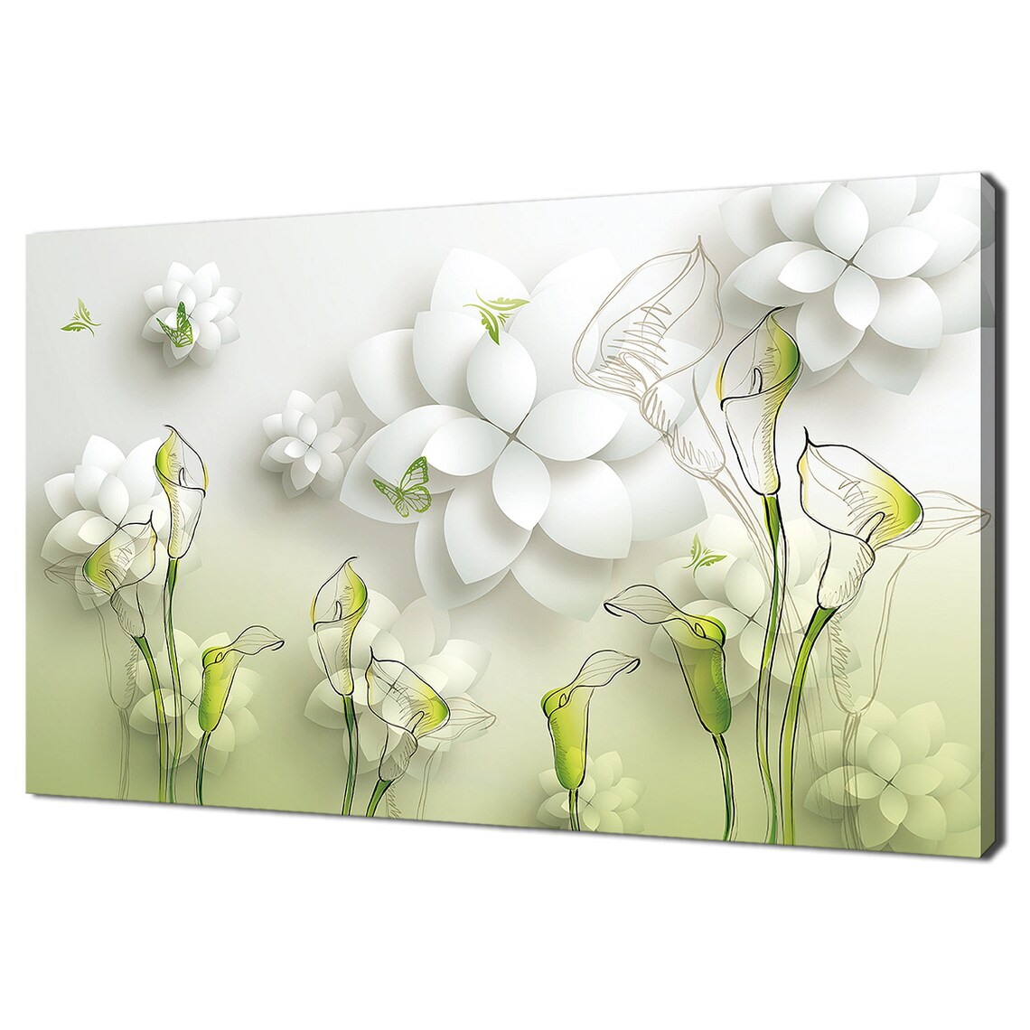 Abstract Flowers and Butterflies, Modern Art Print