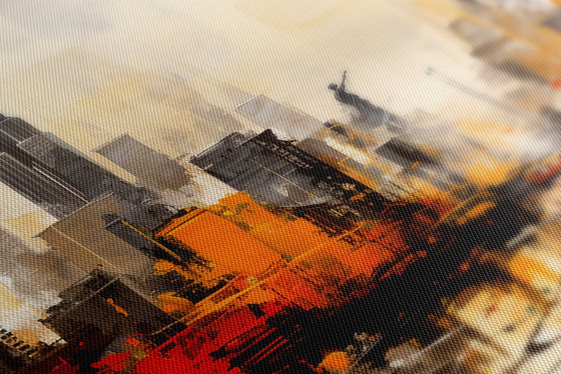 New York Manhattan Skyline Abstract Gold Grey Cityscape Art Poster - Image 4