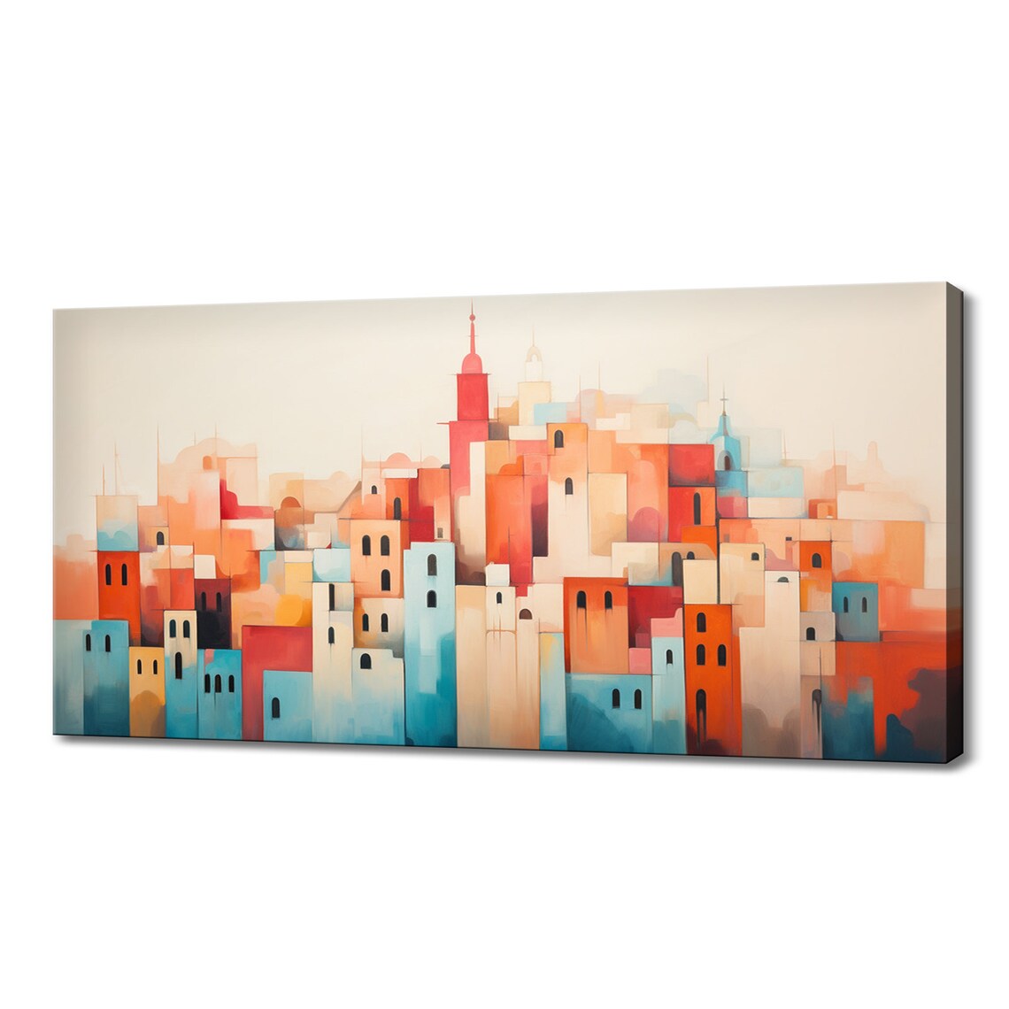 Barcelona Spain Abstract Rooftops Geometric Old Town Travel Poster