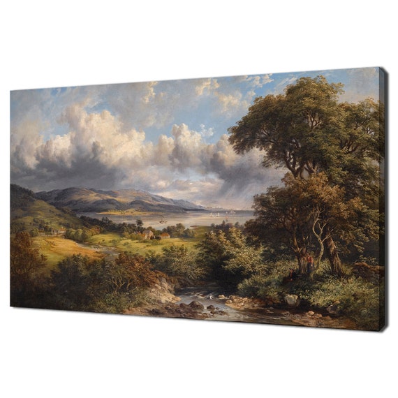 The Forth From Stirlingshire 1850 Landscape Lake Vintage Victorian Painting Print Antique Fine Art Print Vintage Farmhouse Decor