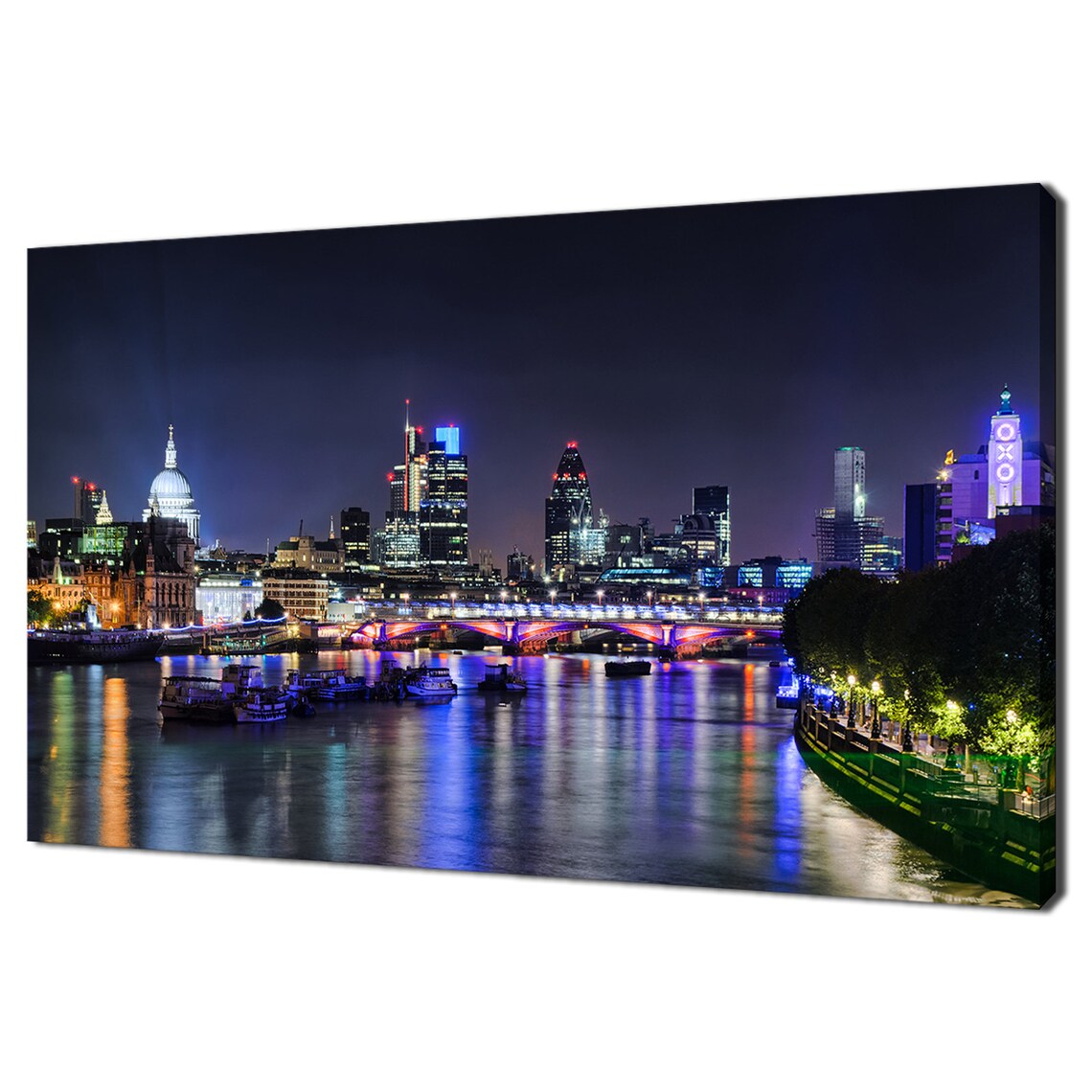 London Skyline at Night, Modern Travel Poster