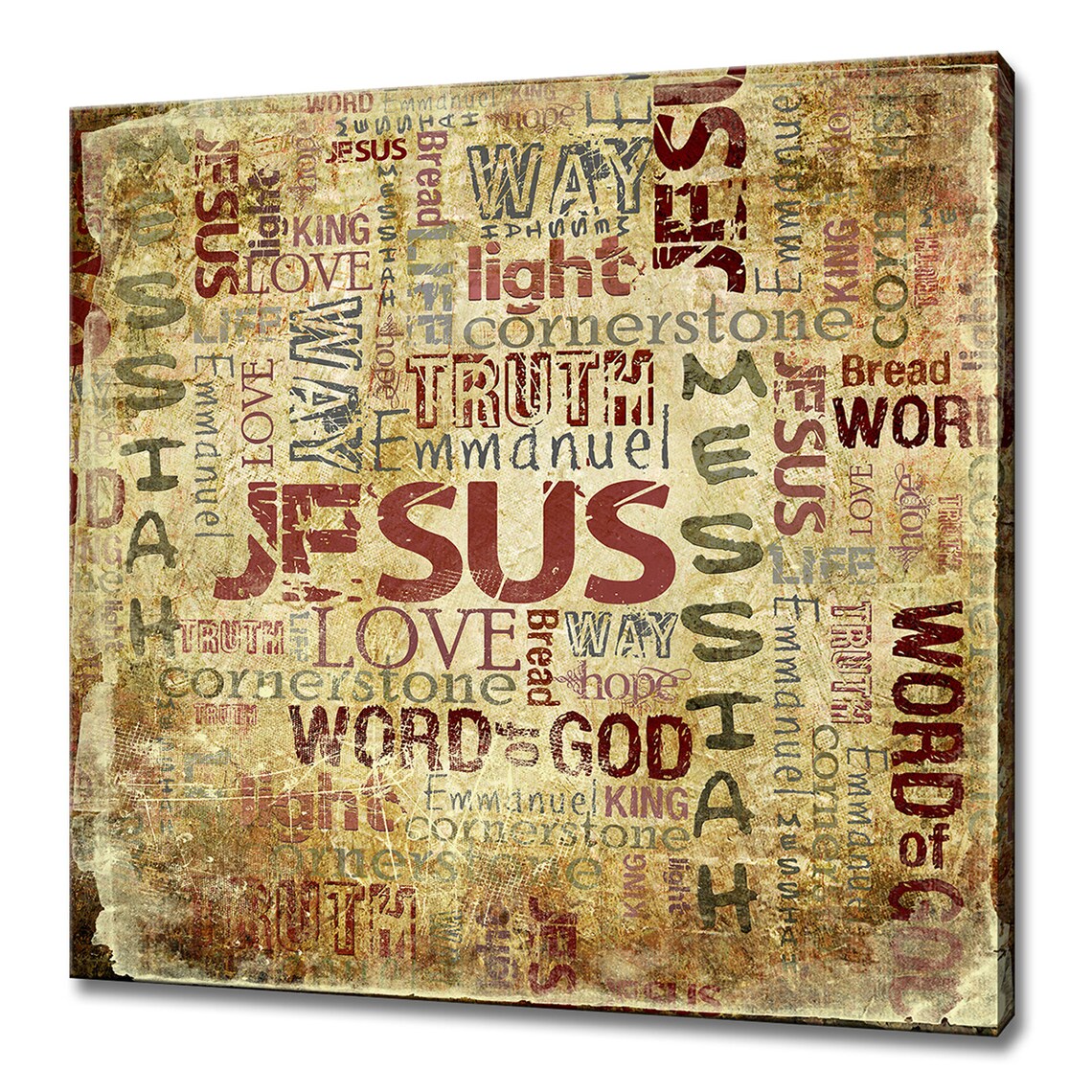 Jesus Typography Names Of Christ Distressed Vintage Wall Art Poster