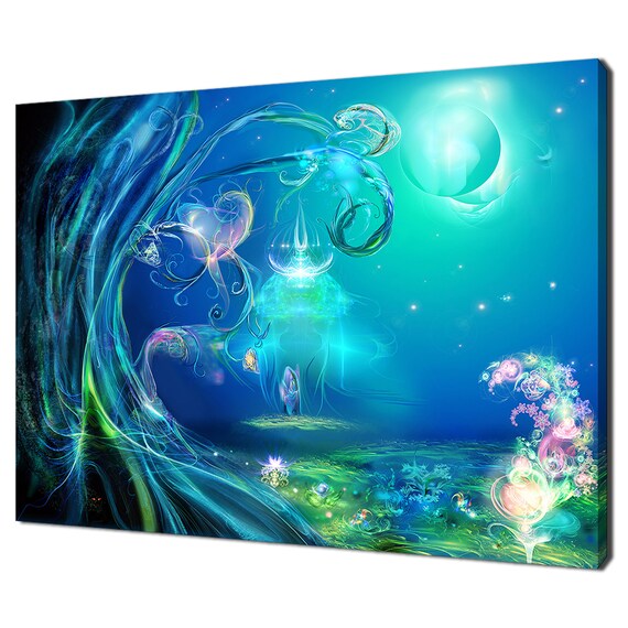 Blue Magical Forest Kids Rom Modern Design Home Decor Print Wall Art Picture