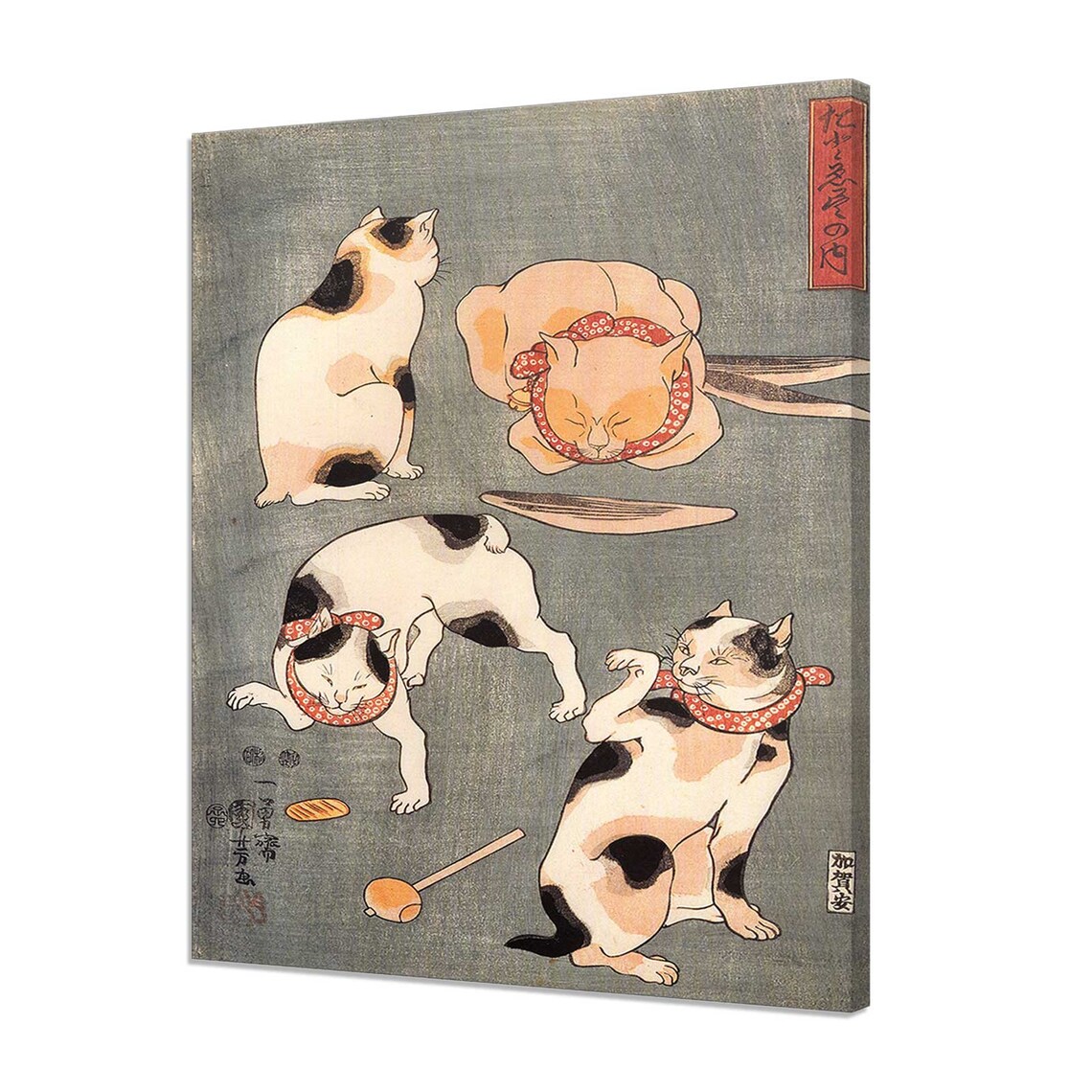 Utagawa Kuniyoshi Four Cats In Different Playful Poses Japanese Art Poster