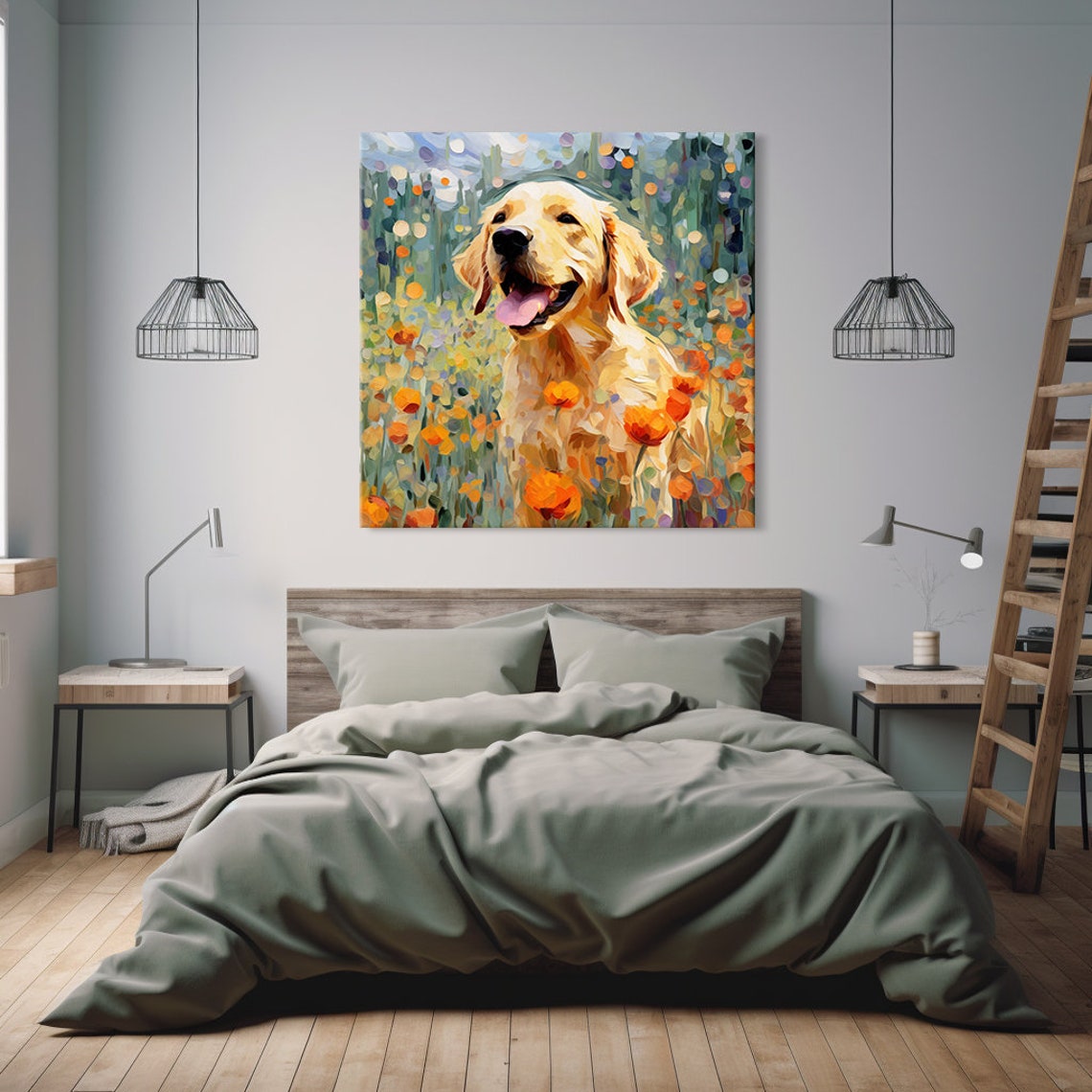Labrador Retriever Dog Animal Print Gift For Labrador Retriever Dog Lover Colourful Dog Portrait Painting Print Dog Pet Wall Art - Image 2