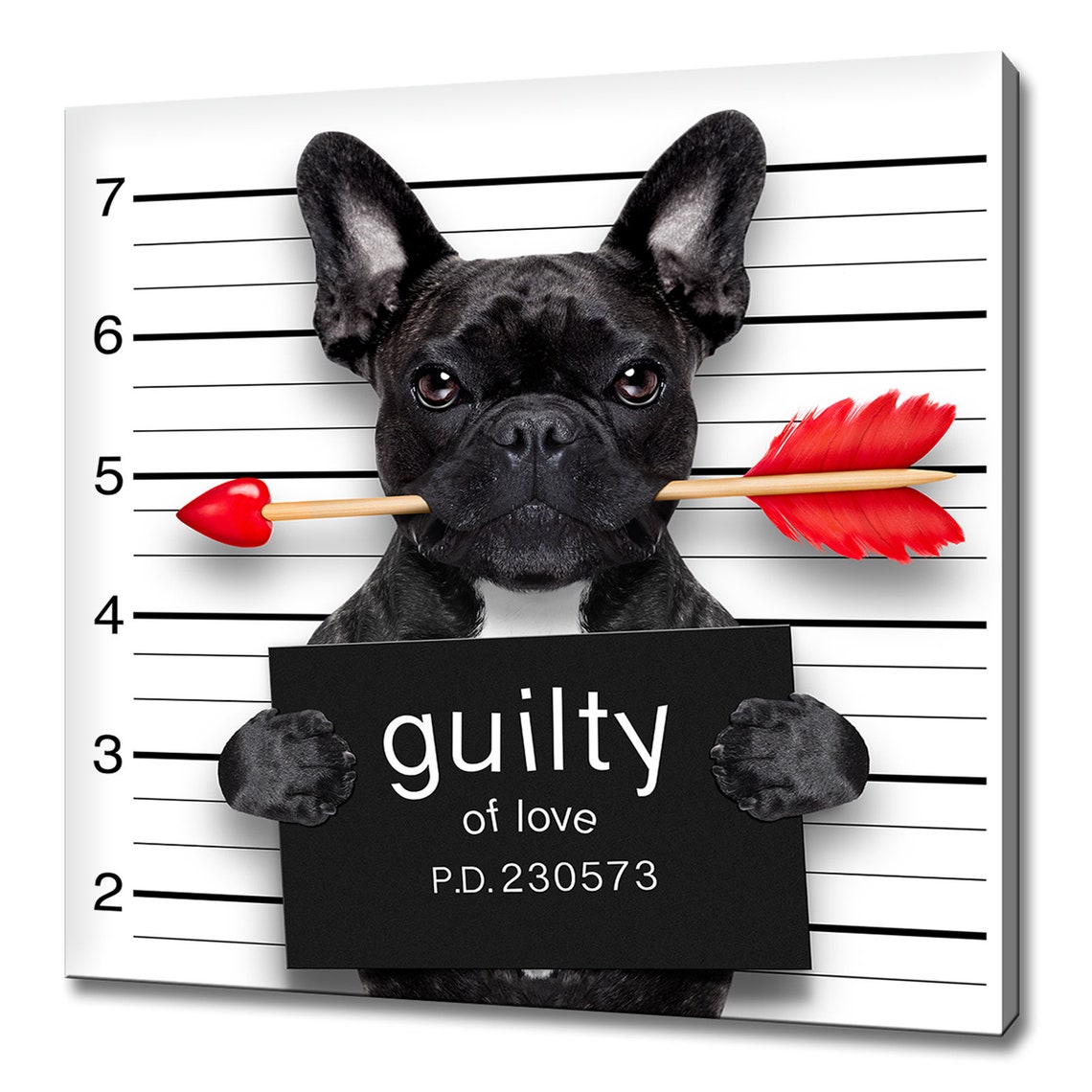 French Bulldog Dog With An Arrow Guilty Of Love Humourous Animal Modern Design Home Decor Print Wall Art Picture Wall Hanging