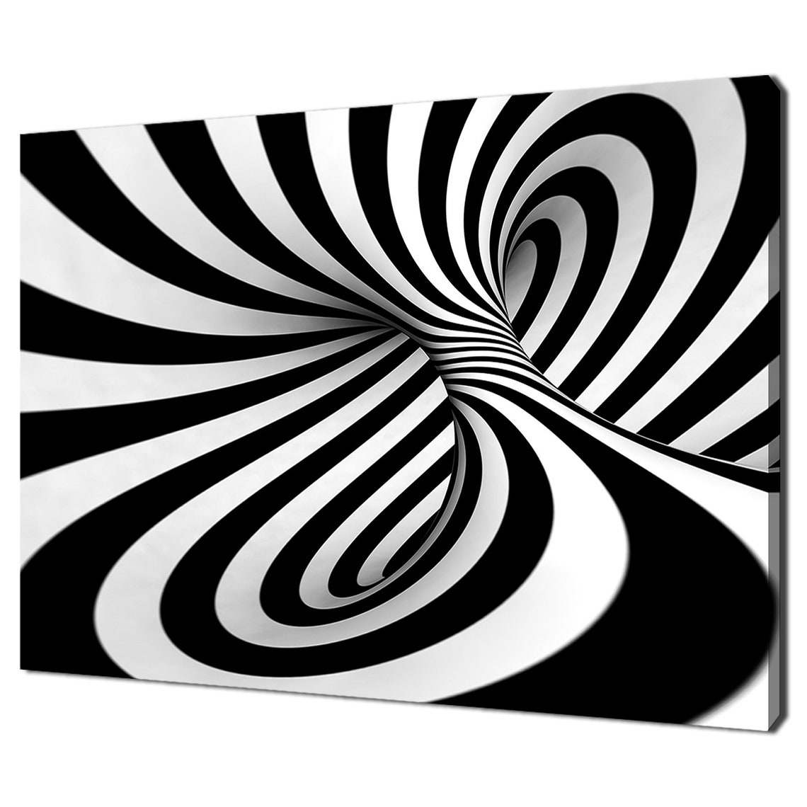 Black And White 3D Swirl Tunnel Optical Illusion Abstract Poster