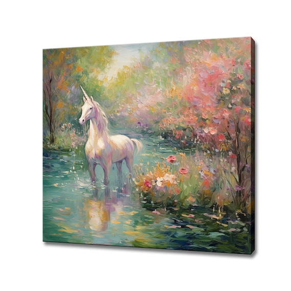 Stunning Unicorn In The Forest Animal Print Gift For Unicorn Lover Colourful Unicorn Portrait Painting Print Unicorn Kids Wall Art