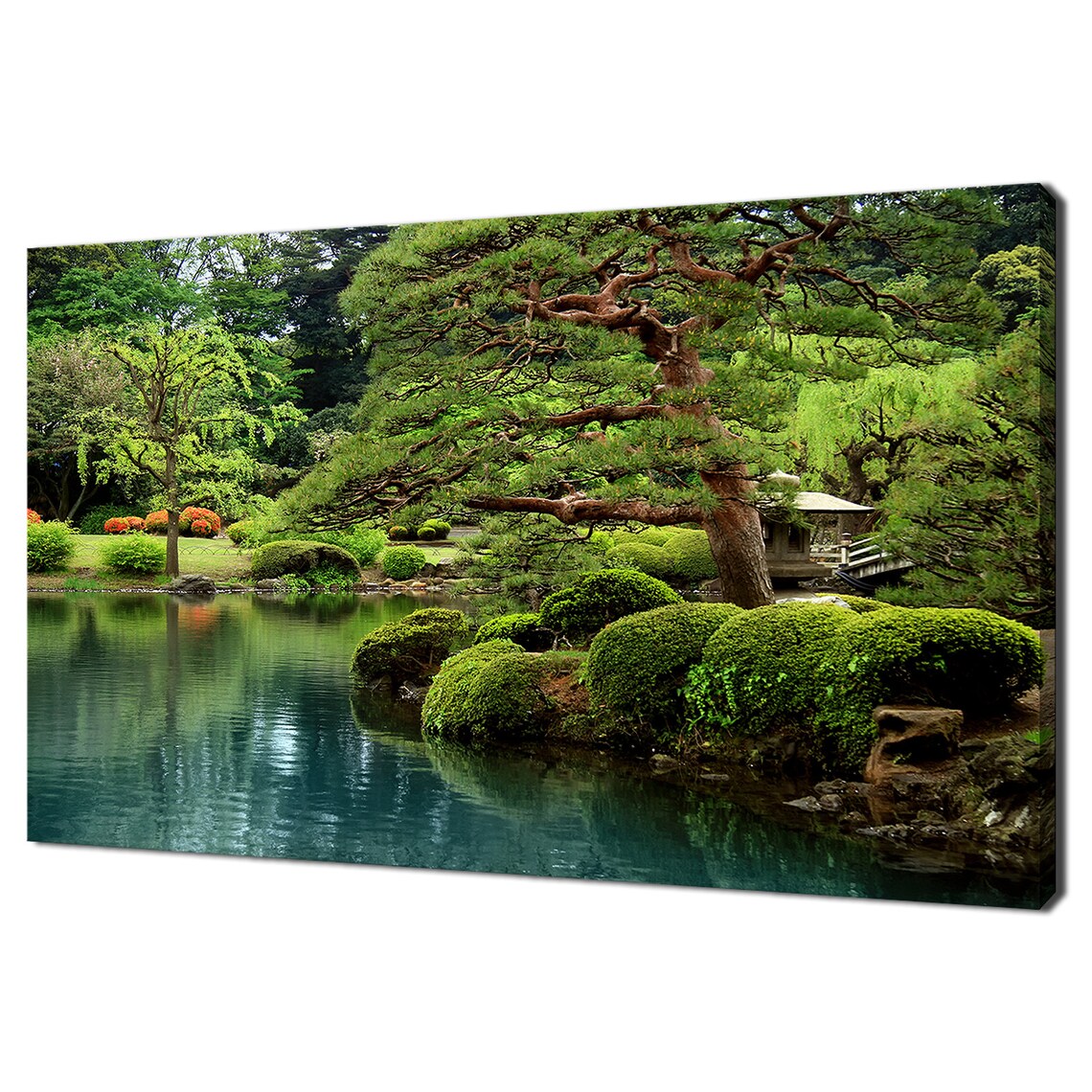 Zen Bonsai Green Japanese Garden Lake Art Print