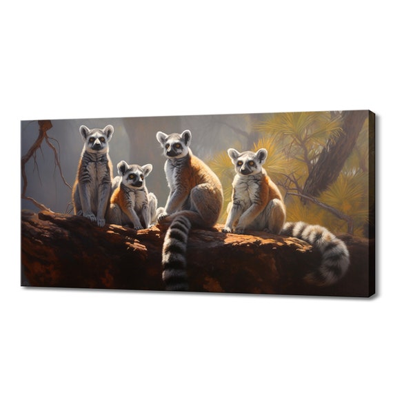 Lemur Family Wildlife Inspired Art Print