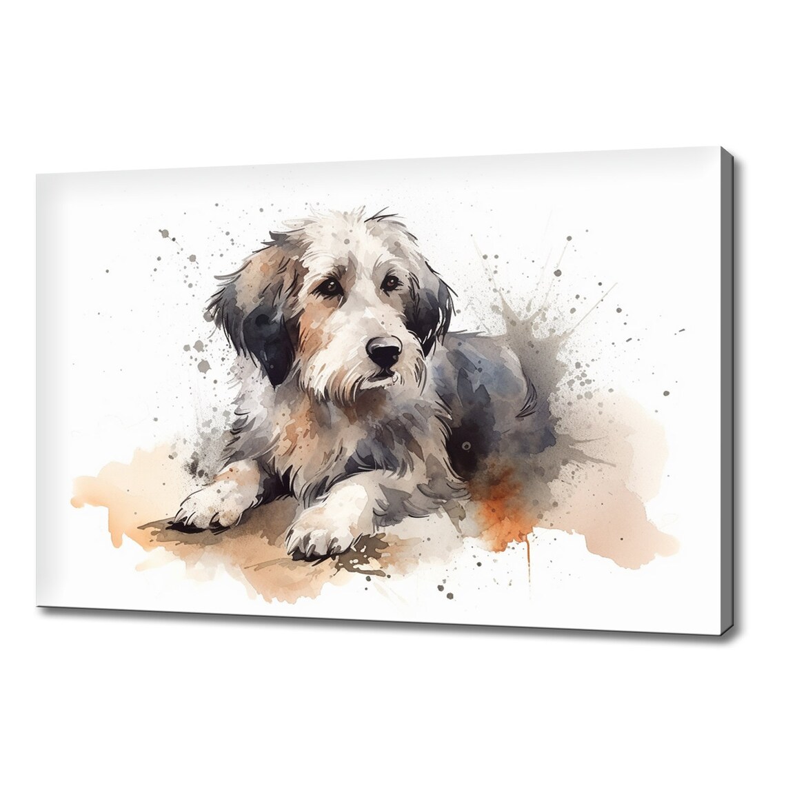 Old English Sheepdog Puppy Watercolor Portrait Resting Dog Print