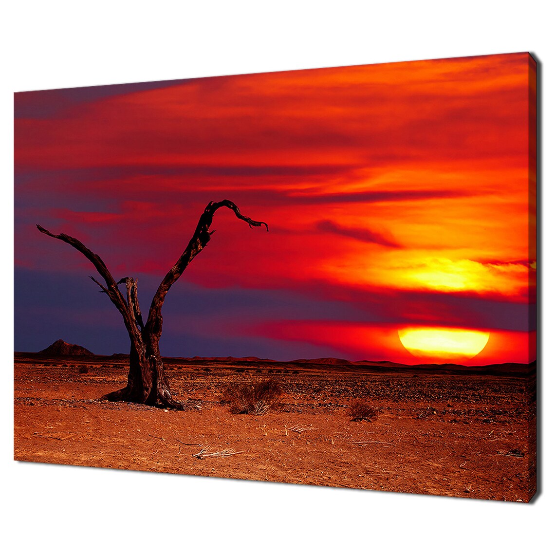 Desert Landscape With Dead Tree At Red Sunset Modern Design Home Decor Print Wall Art Picture Wall Hanging