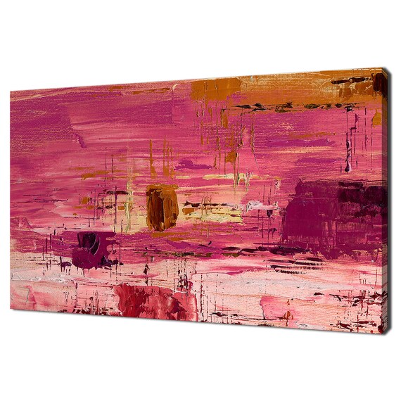 Abstract Acrylic Painting Dark Pink Orange Modern Design Home Decor Print Wall Art Picture